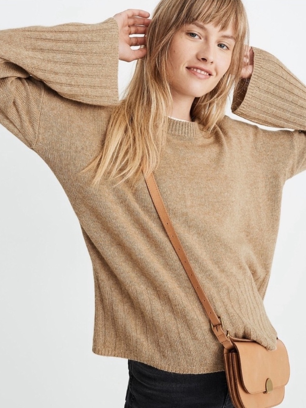 Madewell Relaxed Camel Crewneck Sweater